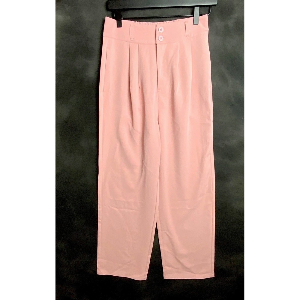 Halara Women's Pink Pleated Trousers Size M Regular NWT High Waist Dress Pants